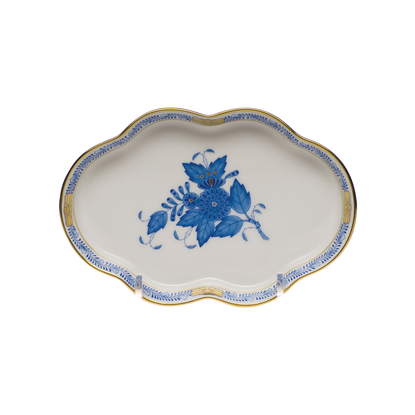 Herend Chinese Bouquet Blue Small Scalloped Tray | 5.5in
