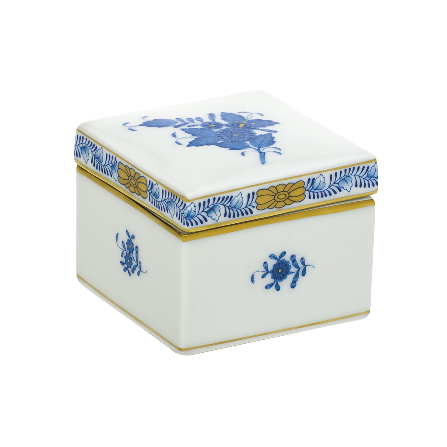 Herend Chinese Bouquet Blue Square Box | 2.25x2in
