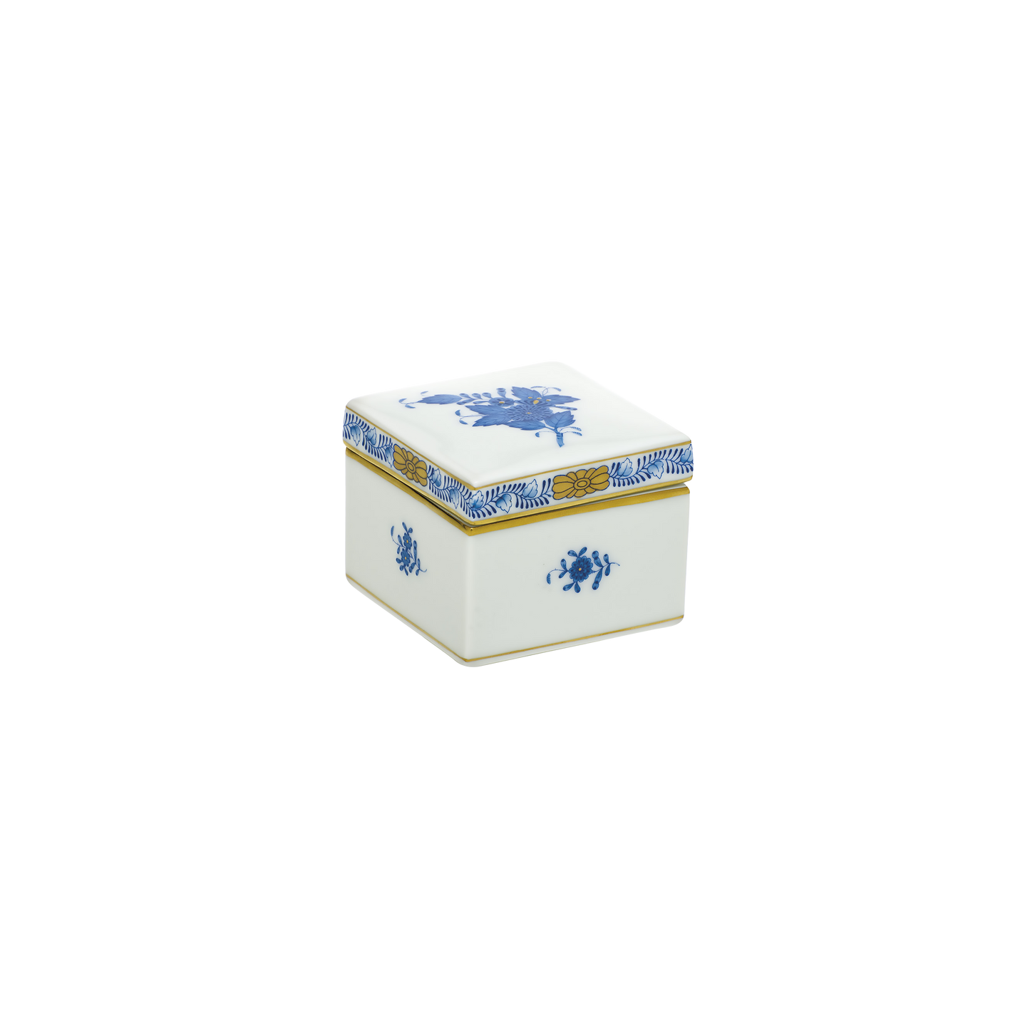 Herend Chinese Bouquet Blue Square Box | 2.25x2in