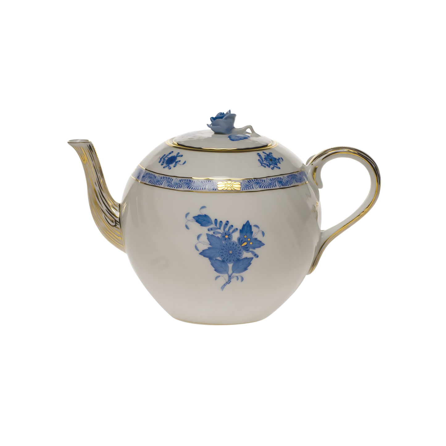 Herend Chinese Bouquet Blue Tea Pot with Rose | 36oz