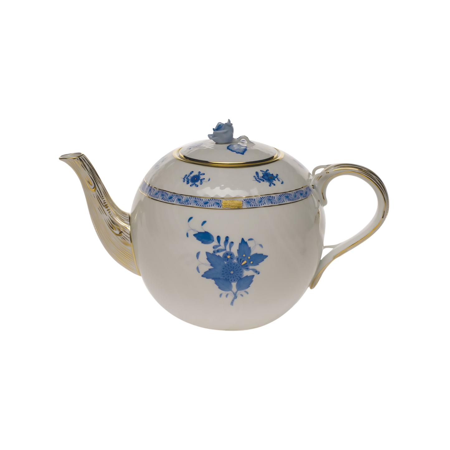 Herend Chinese Bouquet Blue Tea Pot with Rose | 60oz