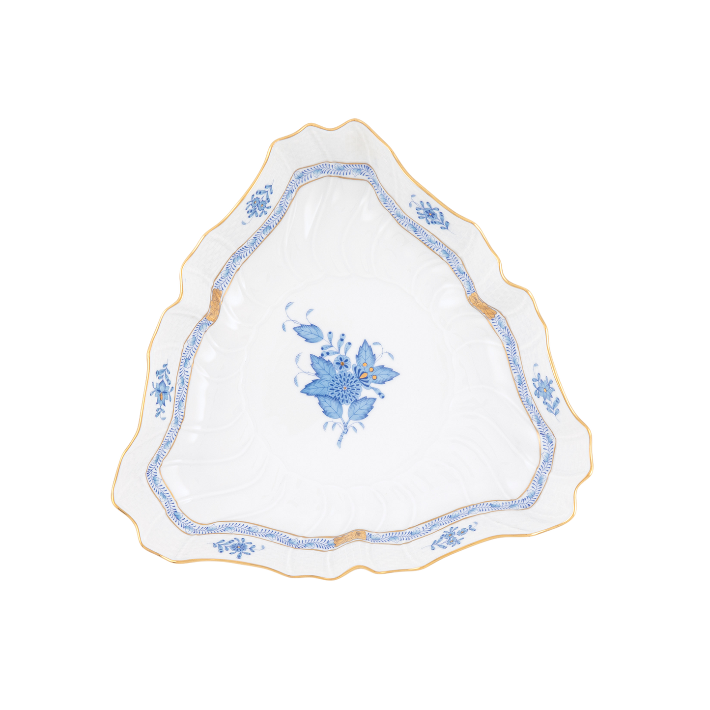 Herend Chinese Bouquet Blue Triangle Dish | 9.5in
