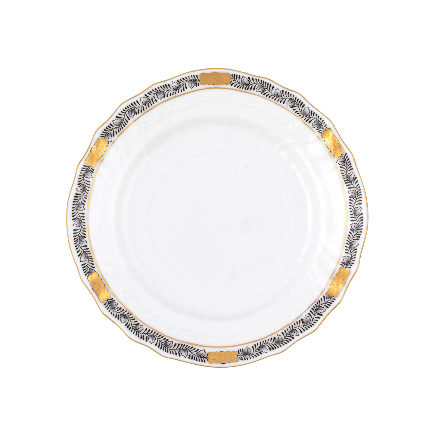 Herend Chinese Bouquet Garland Black Bread + Butter Plate | 6in