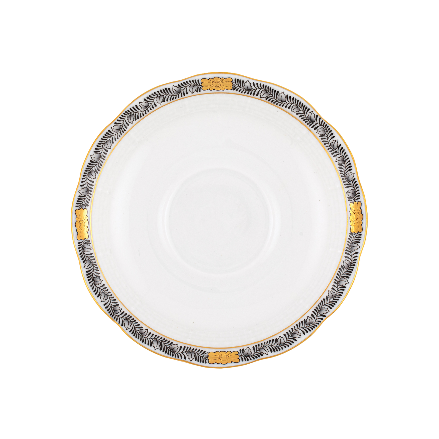 Herend Chinese Bouquet Garland Black Tea Saucer | 6in