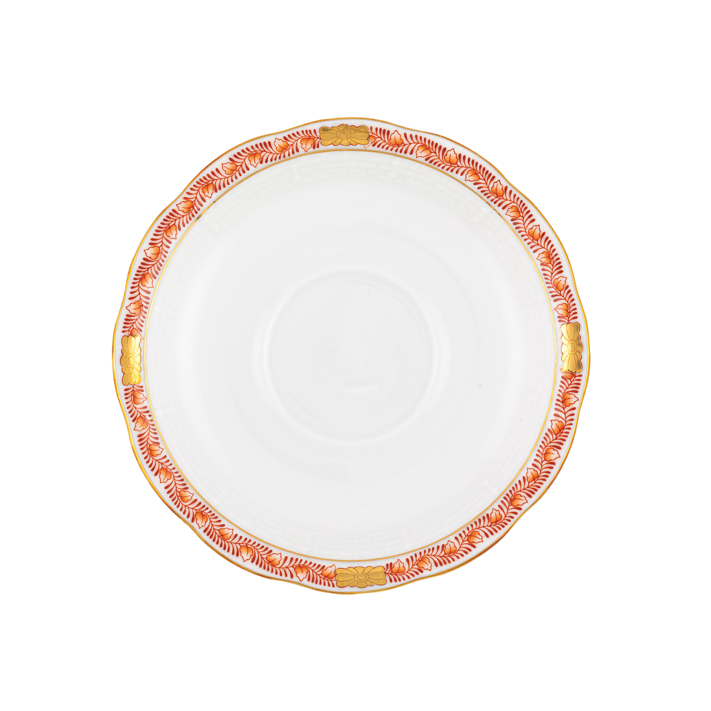 Herend Chinese Bouquet Garland Rust Tea Saucer | 6in