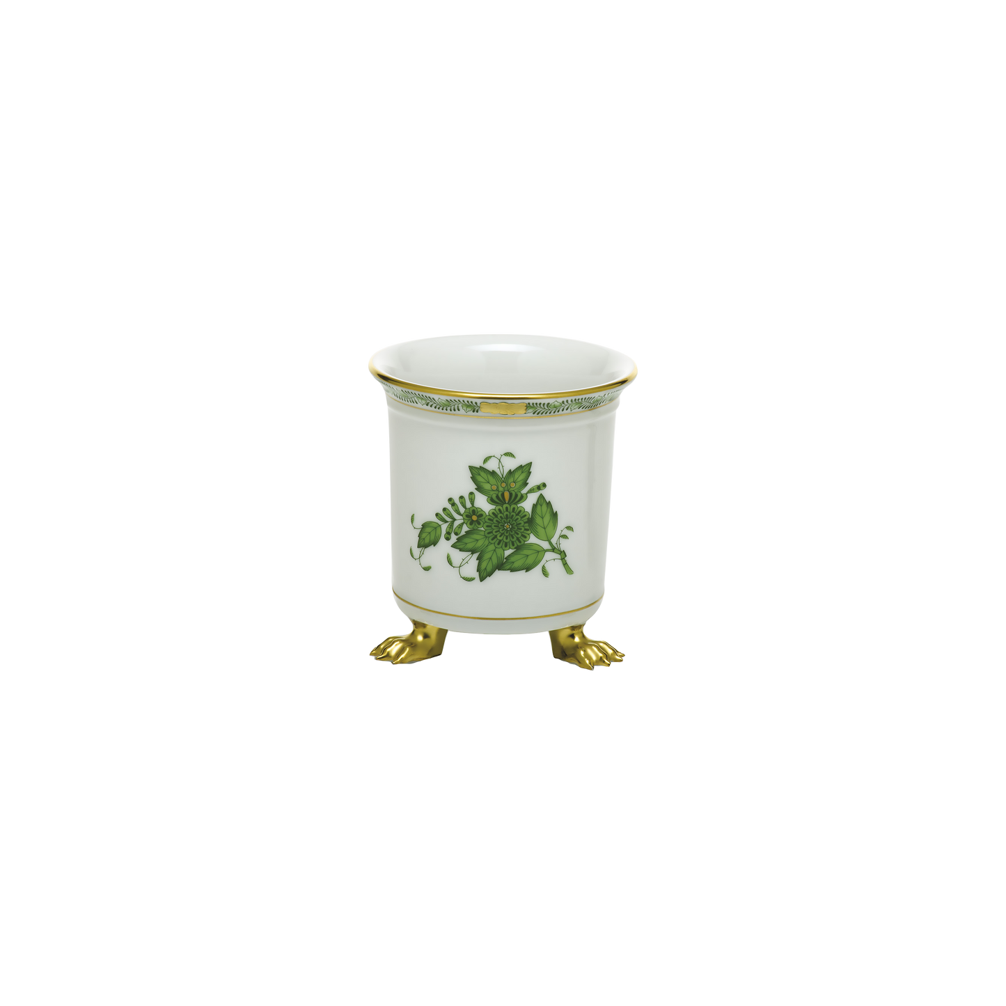 Herend Chinese Bouquet Green Mini Cachepot with Feet