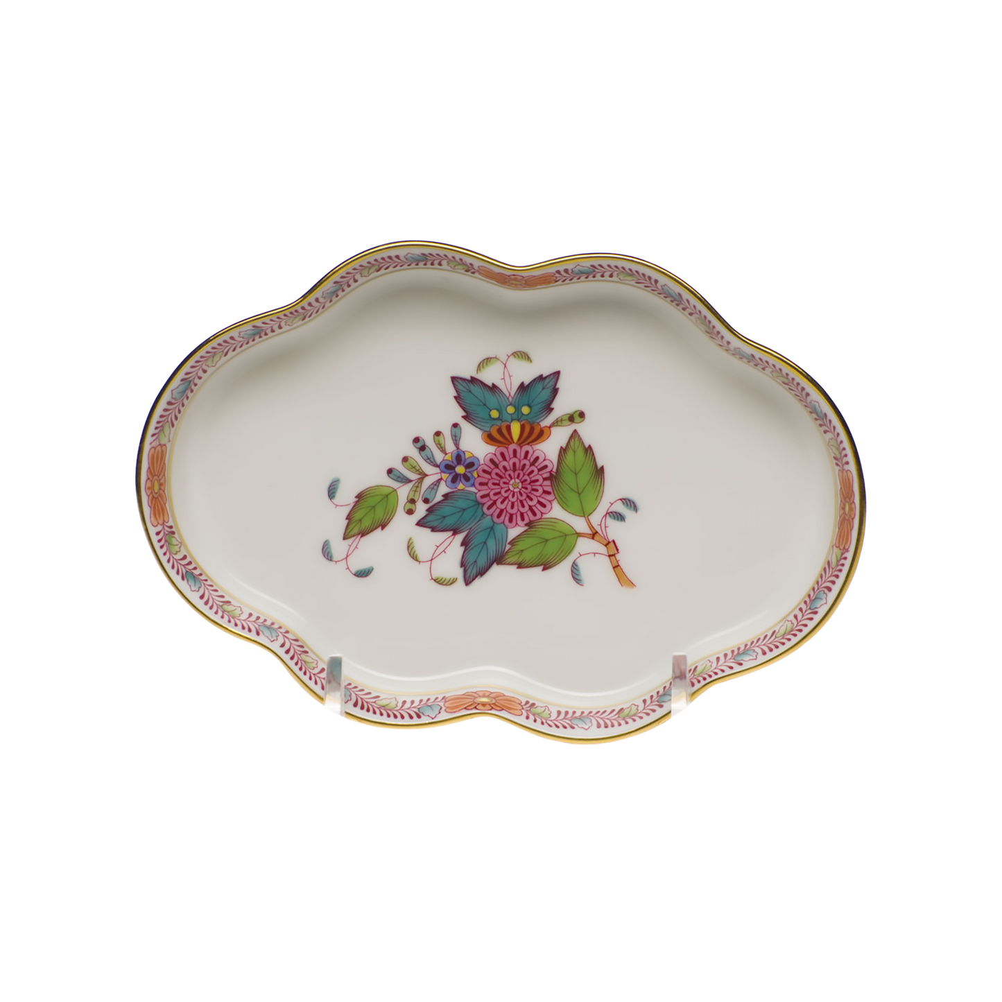 Herend Chinese Bouquet Multicolor Small Scalloped Tray | 5.5in