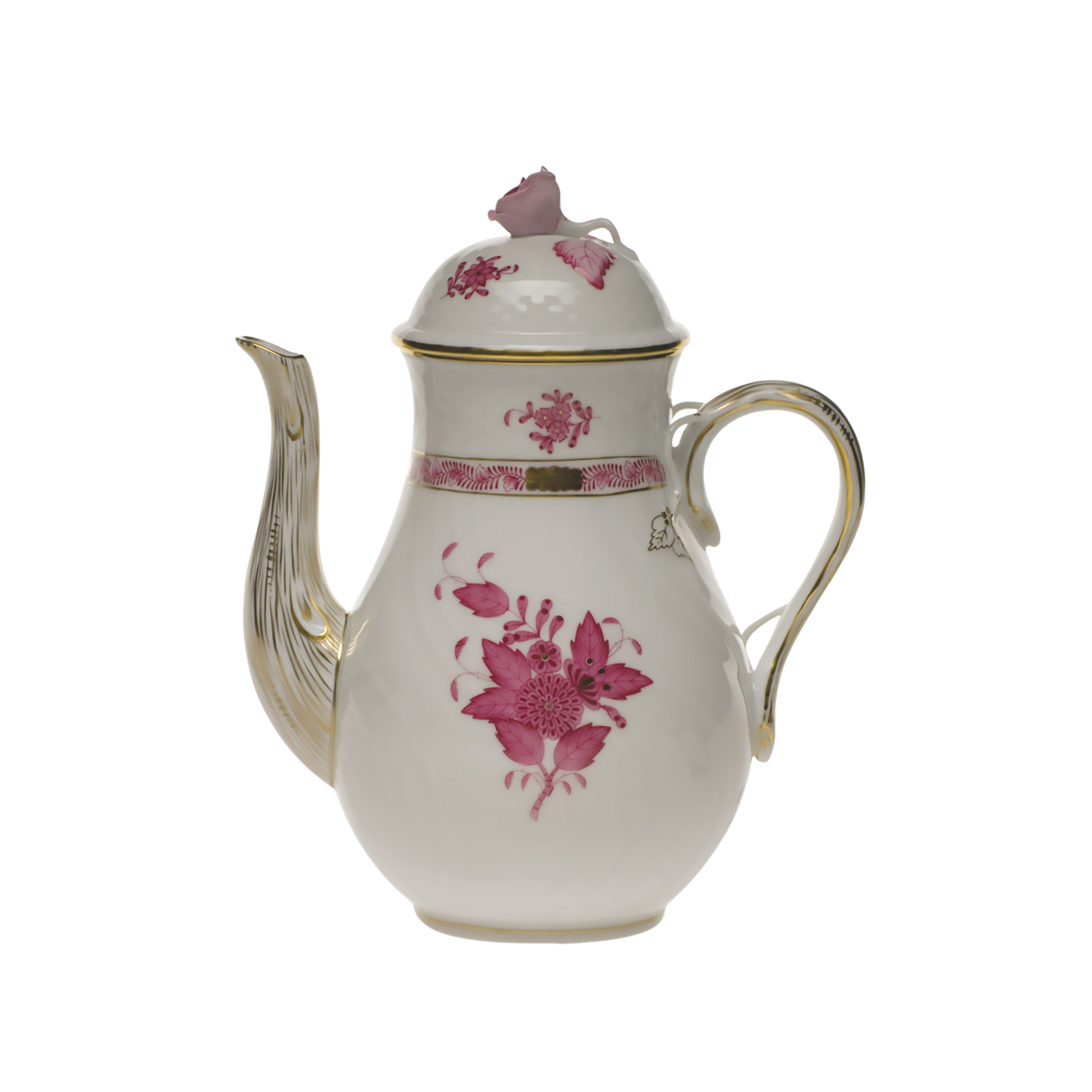 Herend Chinese Bouquet Raspberry Coffee Pot with Rose | 36oz