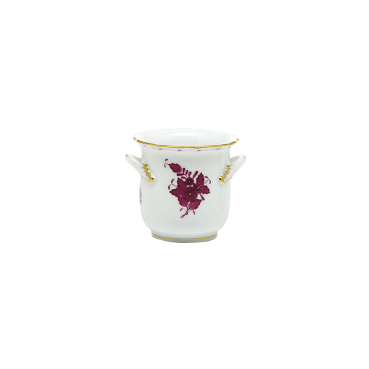 Herend Chinese Bouquet Raspberry Mini Cachepot with Handles | 4.75x3.75in
