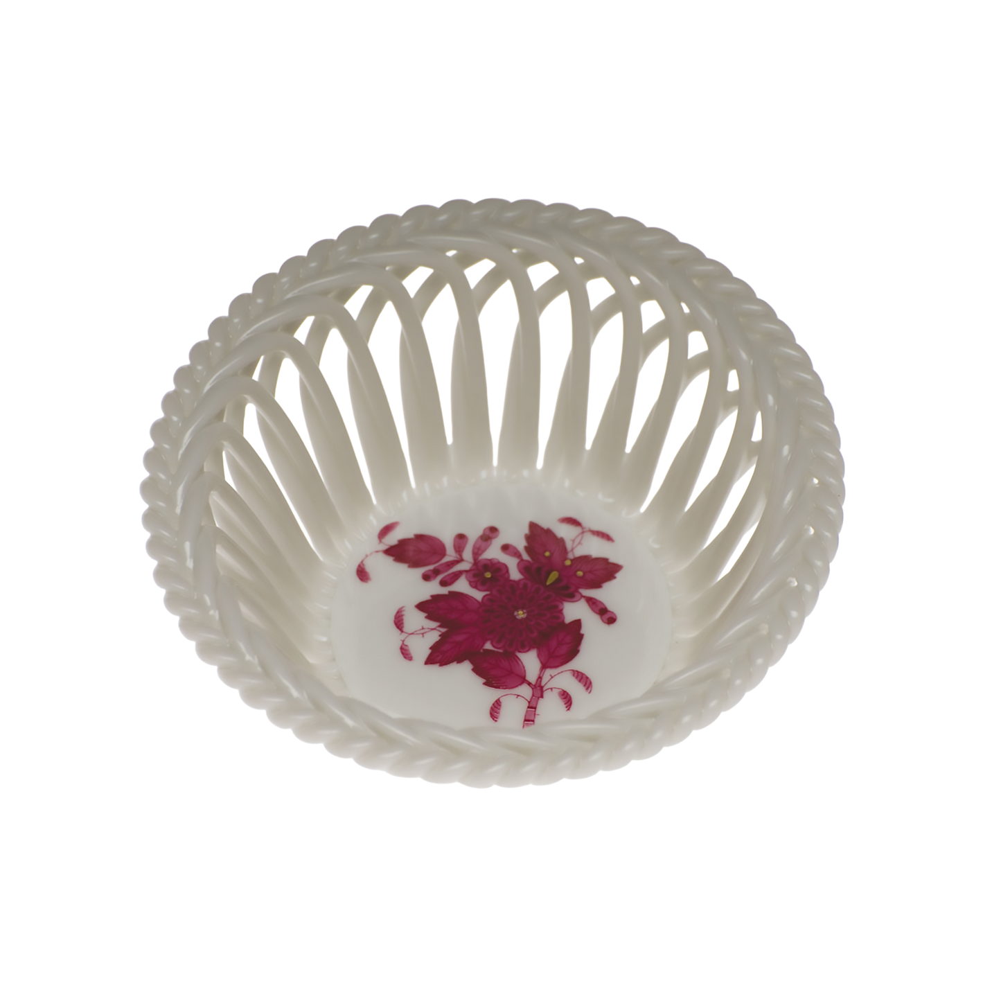 Herend Chinese Bouquet Raspberry Openwork Basket | 3.75in