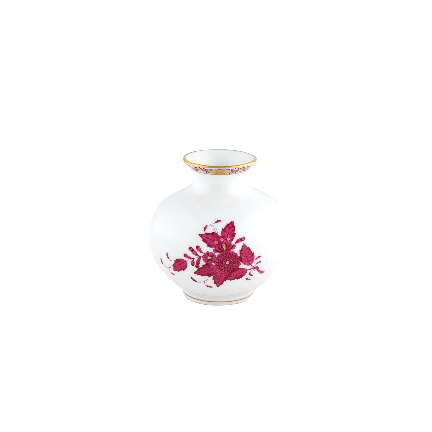 Herend Chinese Bouquet Raspberry Round Vase | 4.5x4.5in