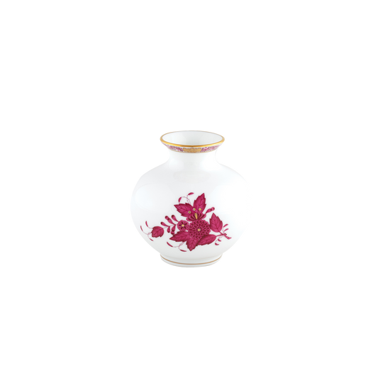 Herend Chinese Bouquet Raspberry Round Vase | 4.5x4.5in