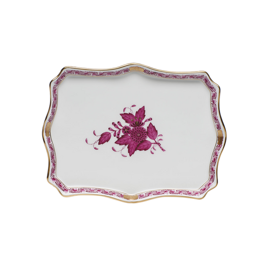 Herend Chinese Bouquet Raspberry Small Tray | 7.5x5.5in