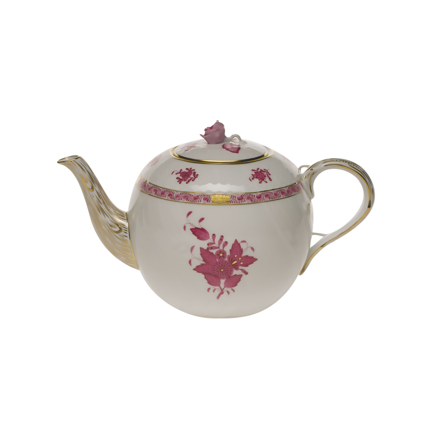 Herend Chinese Bouquet Raspberry Tea Pot with Rose | 60oz