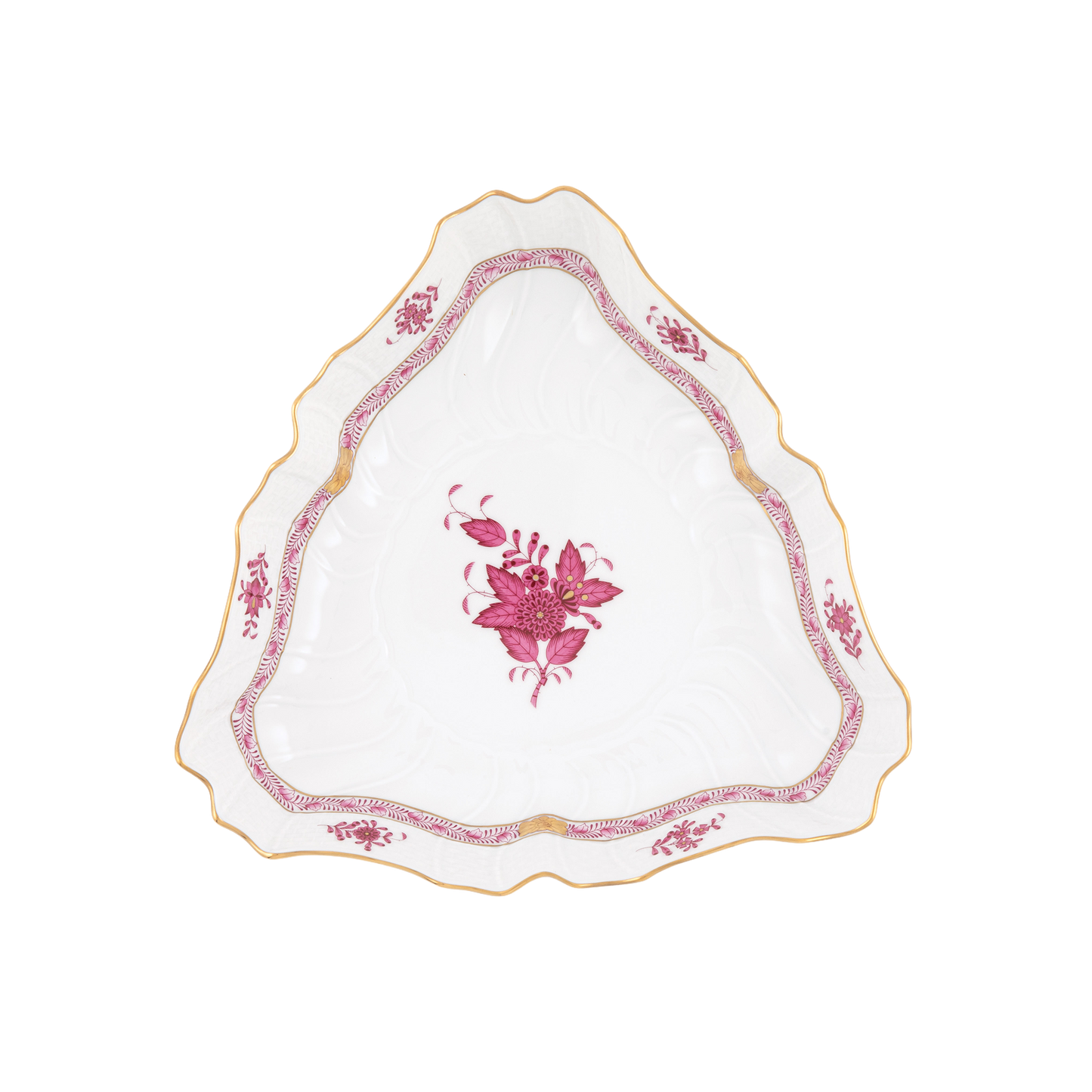 Herend Chinese Bouquet Raspberry Triangle Dish | 9.5in