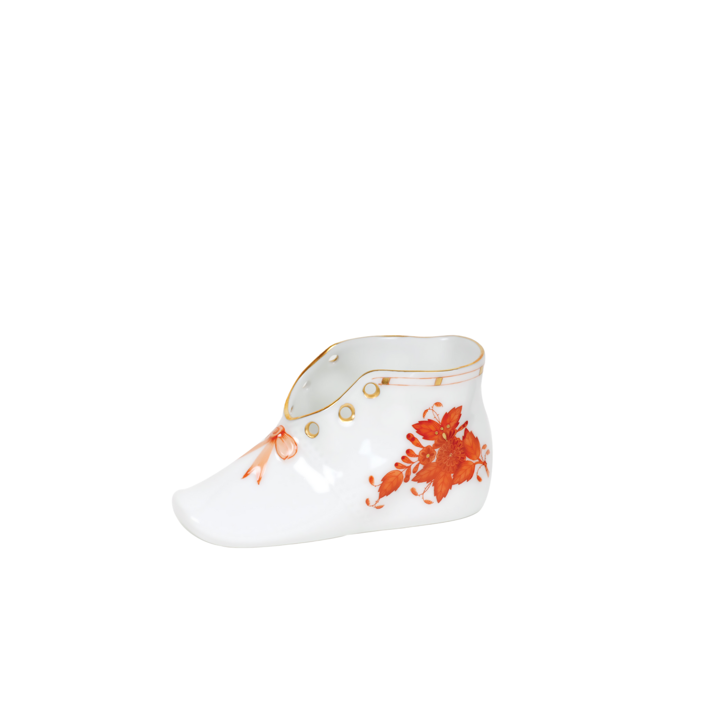 Herend Chinese Bouquet Rust Baby Shoe | 4.5x2.75in