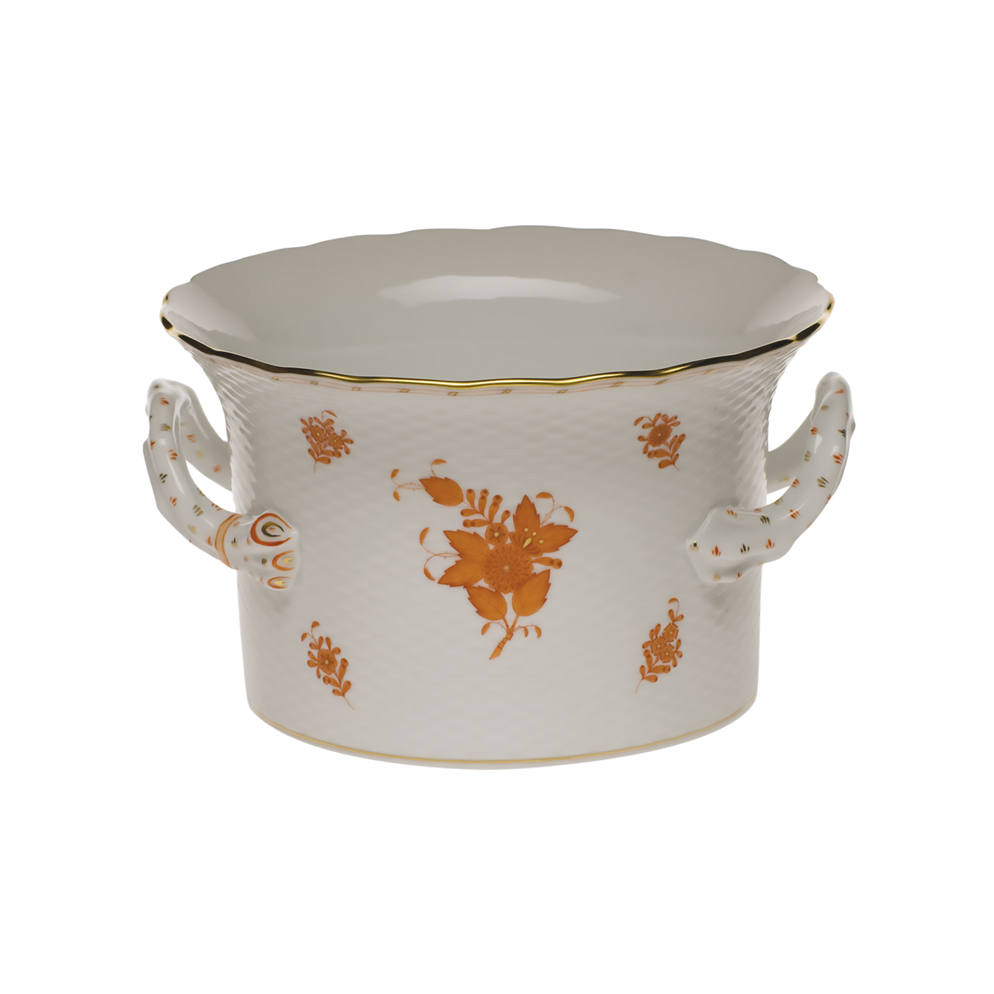 Herend Chinese Bouquet Rust Cachepot with Handles | 6.25x1in