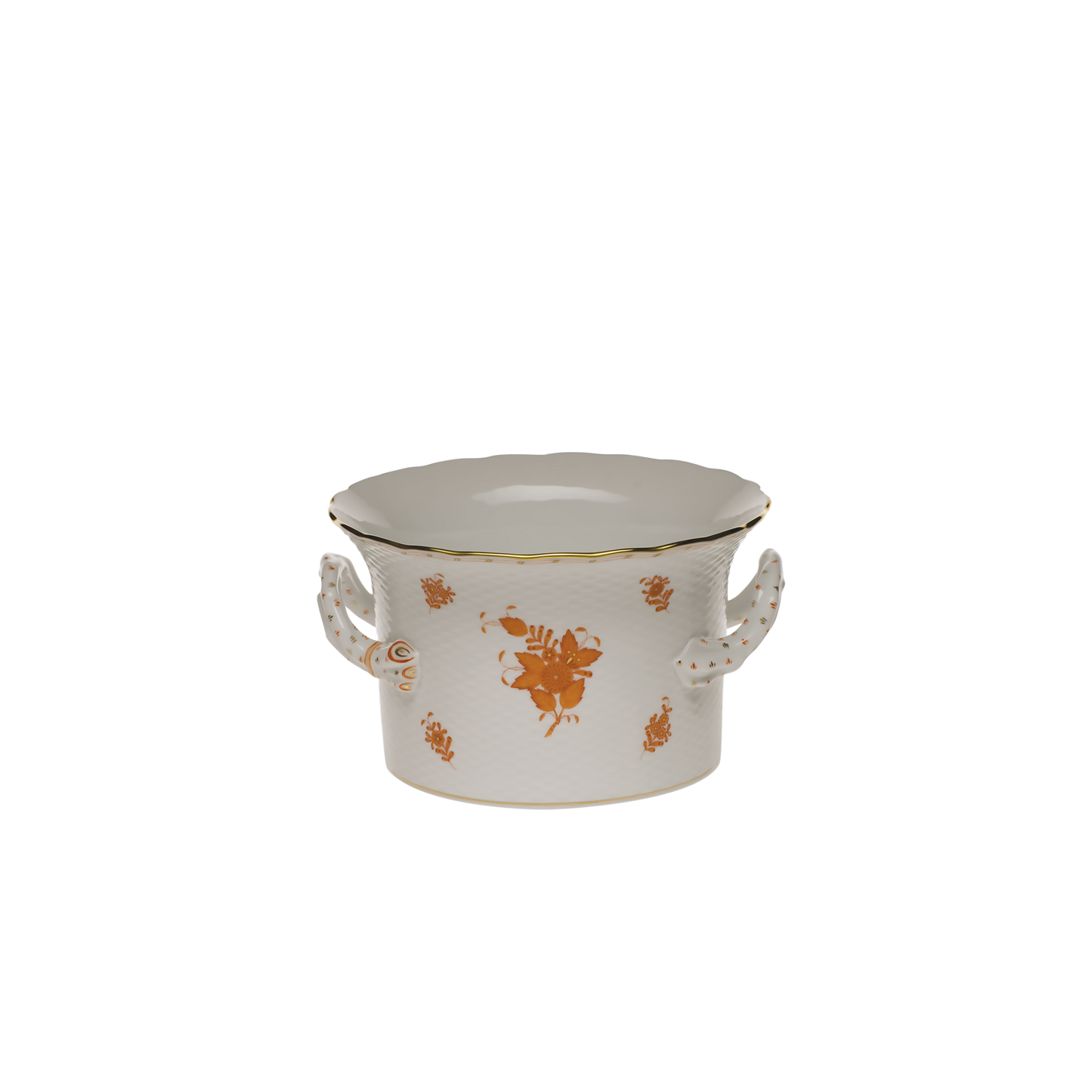 Herend Chinese Bouquet Rust Cachepot with Handles | 6.25x1in