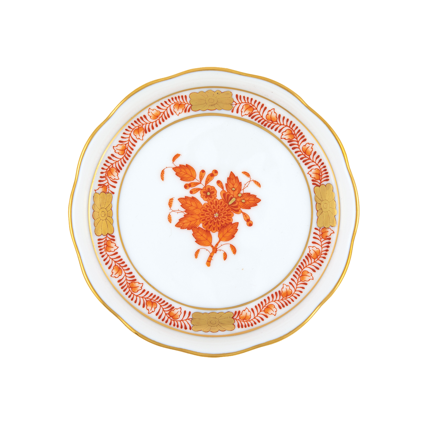 Herend Chinese Bouquet Rust Coaster | 4in