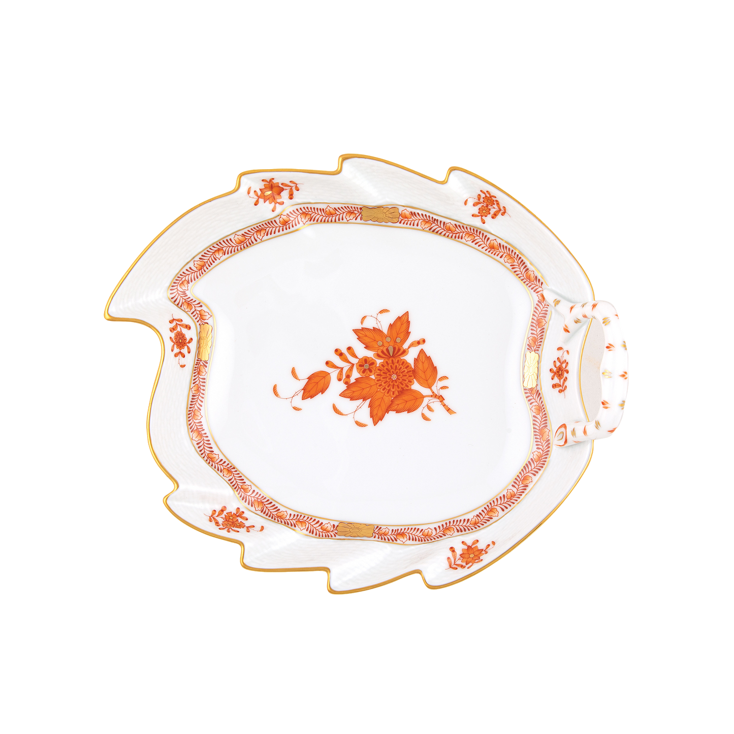 Herend Chinese Bouquet Rust Leaf Dish | 9.5in