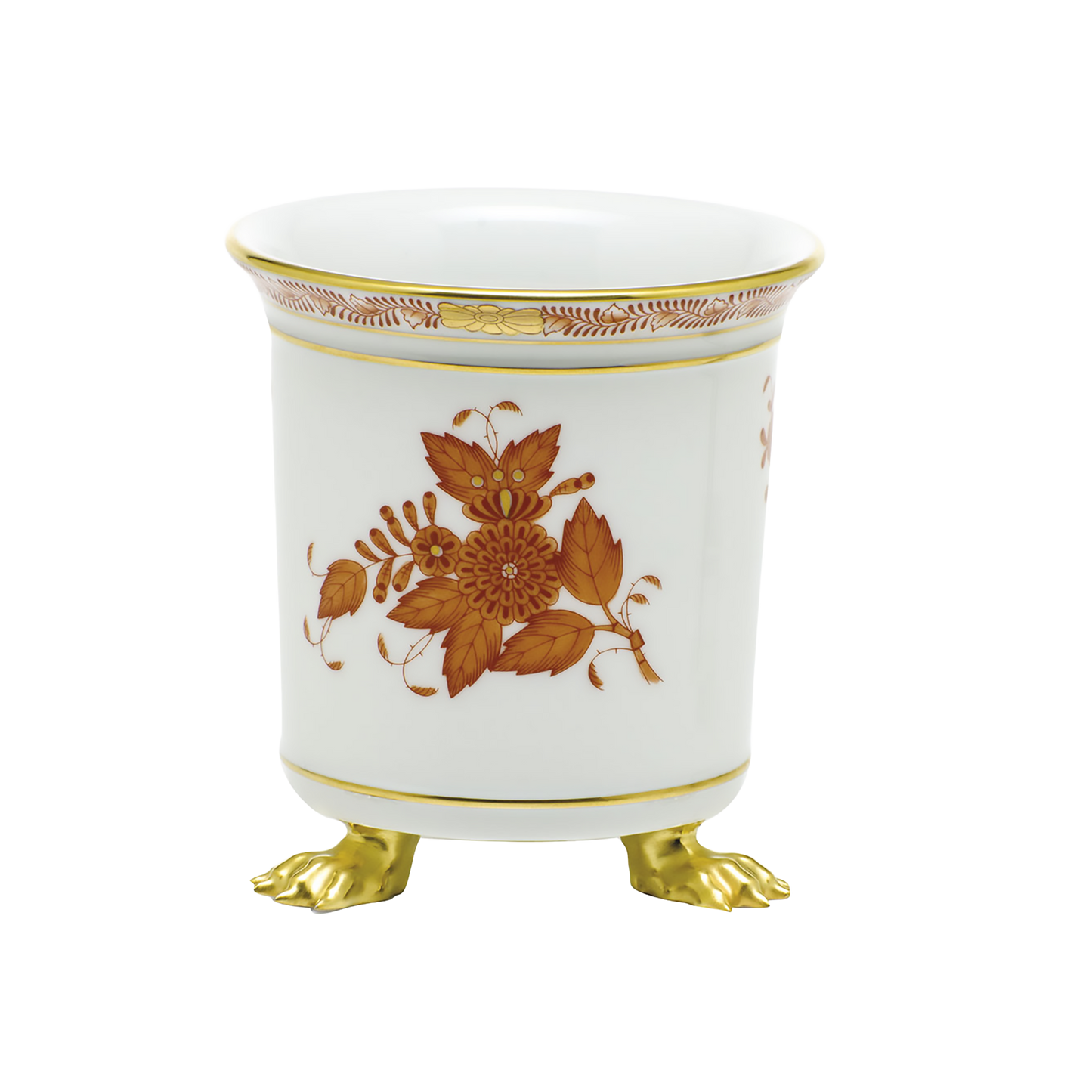 Herend Chinese Bouquet Rust Mini Cachepot with Feet | 3.75x4in