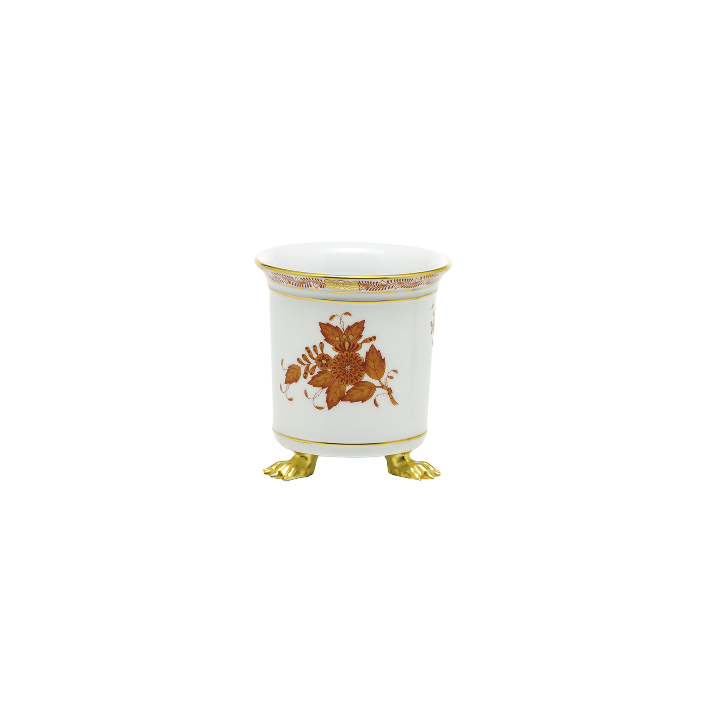 Herend Chinese Bouquet Rust Mini Cachepot with Feet | 3.75x4in