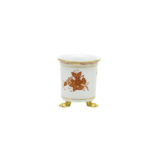 Herend Chinese Bouquet Rust Mini Cachepot with Feet | 3.75x4in