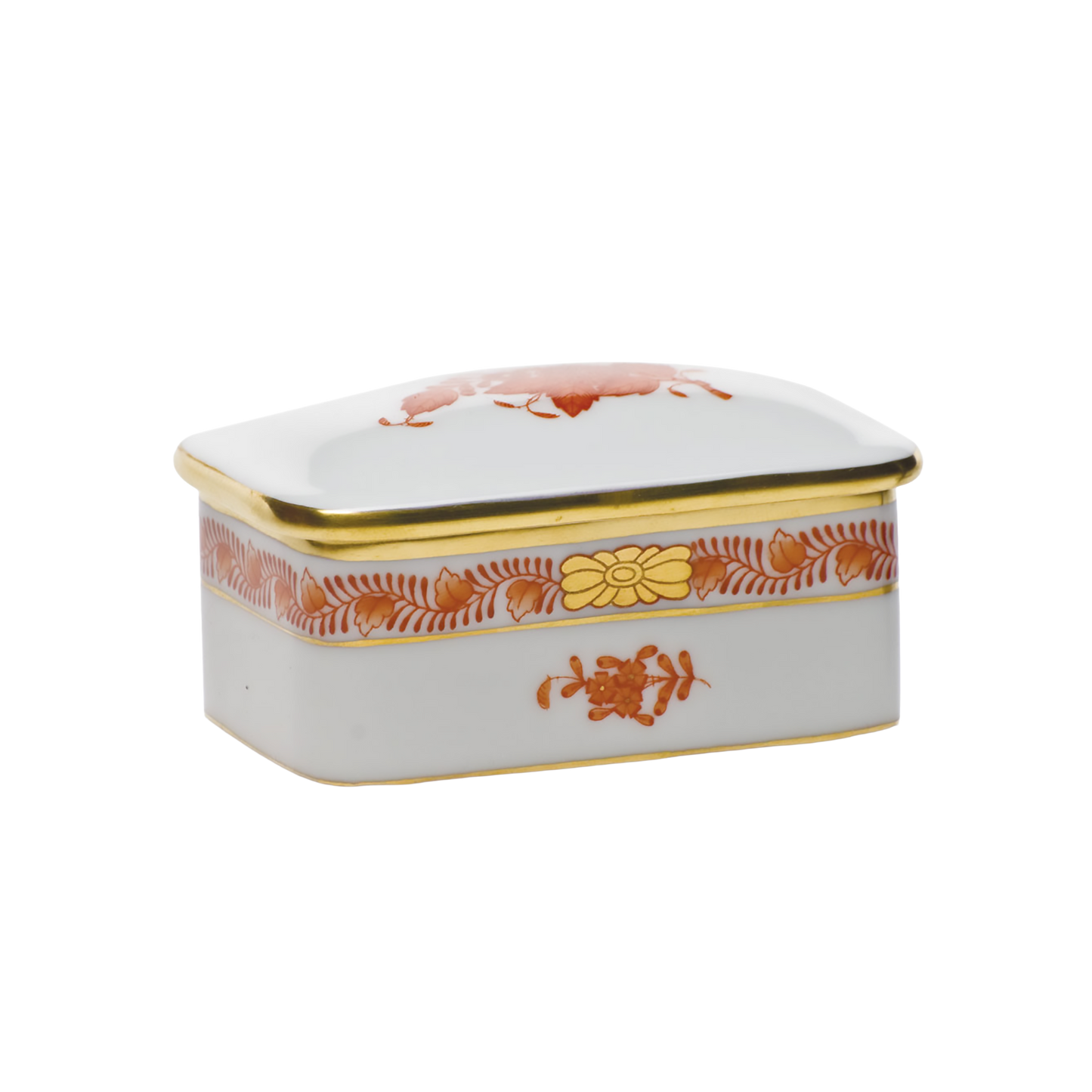 Herend Chinese Bouquet Rectangular Box | 3x2in Rust