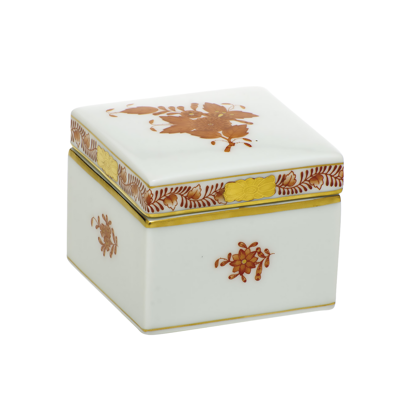 Herend Chinese Bouquet Rust Square Box