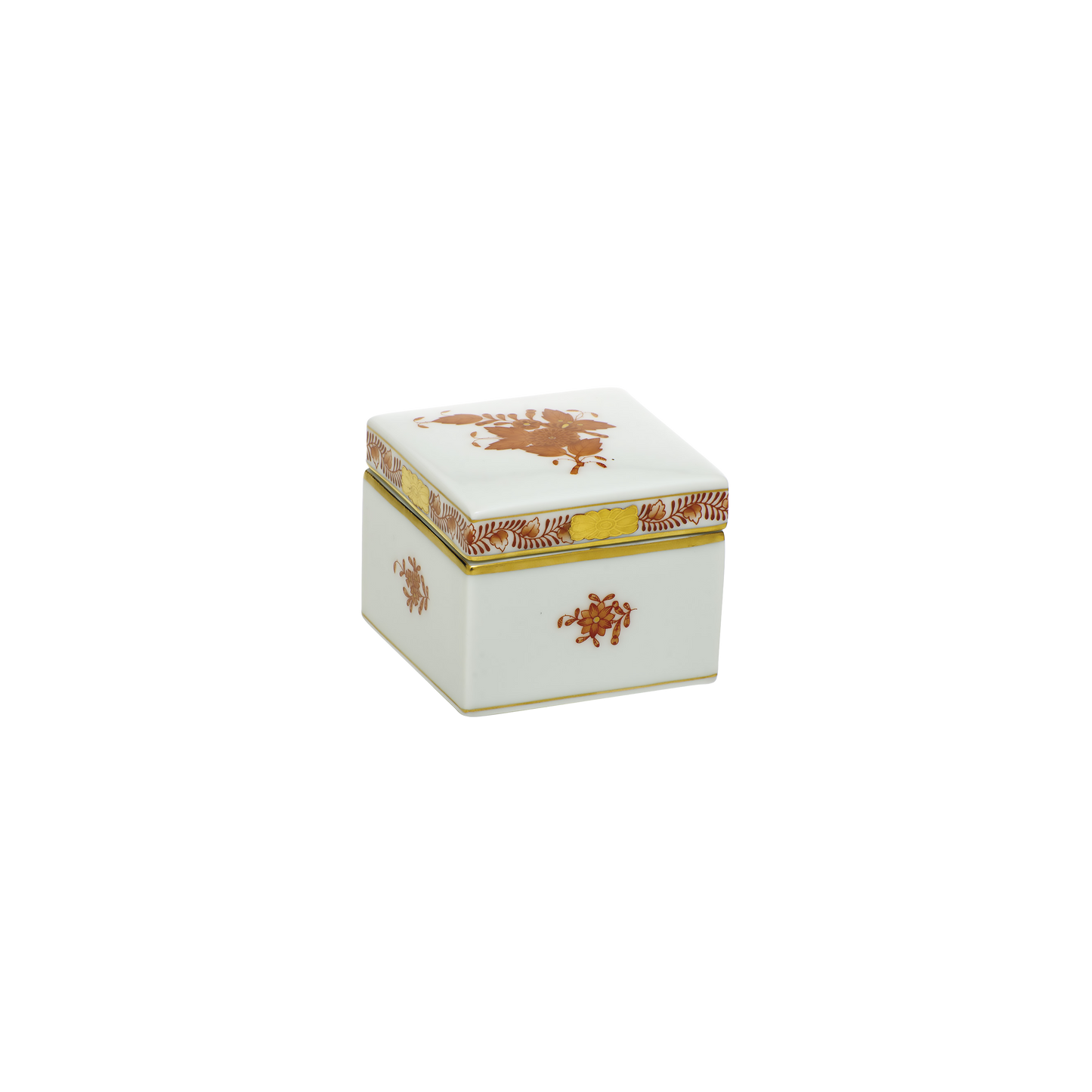 Herend Chinese Bouquet Rust Square Box