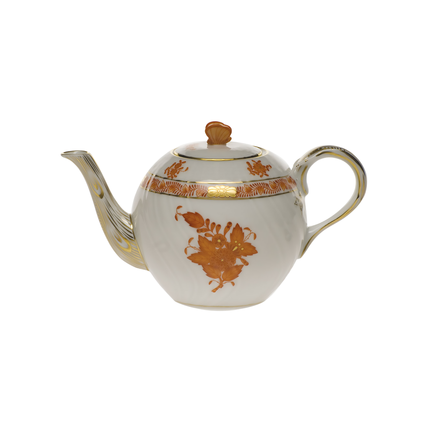 Herend Chinese Bouquet Rust Tea Pot with Butterfly | 12oz 4in