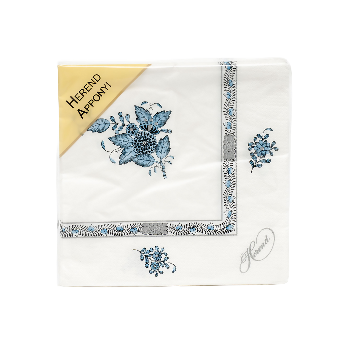 Herend Chinese Bouquet Turquoise + Platinum Napkin | Package of 20