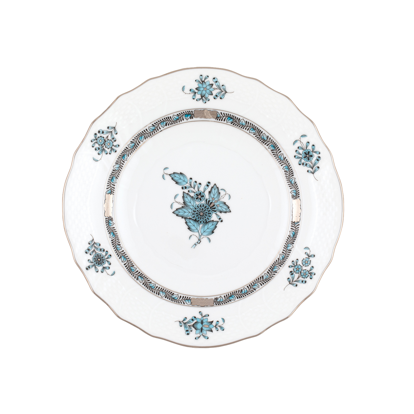 Herend Chinese Bouquet Turquoise + Platinum Salad Plate |7.5in