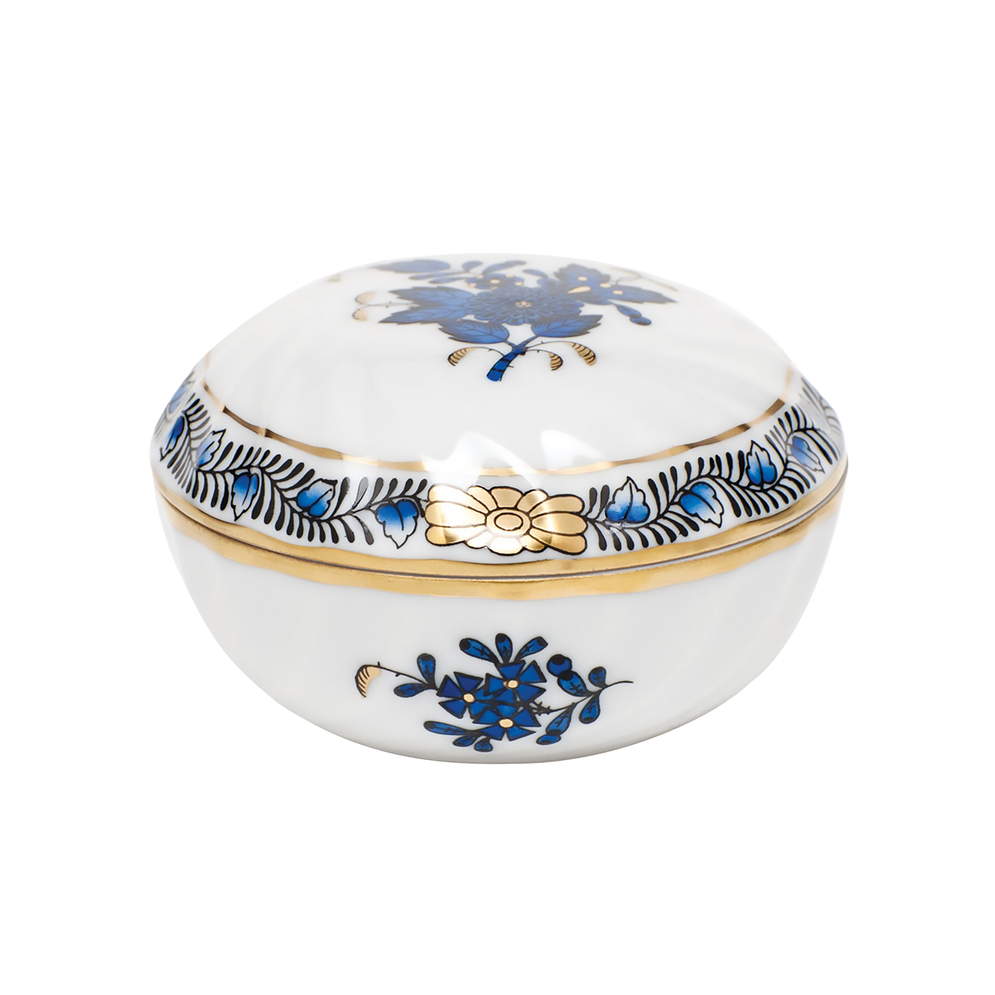 Herend Chinese Bouquet Ring Box | 2.75in Black Sapphire