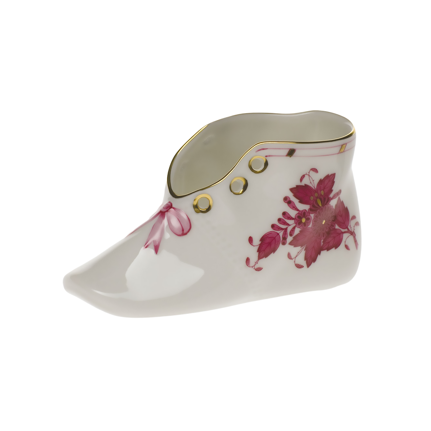 Herend Chinese Bouquet Raspberry Baby Shoe Figurine | 4.5x2.75in