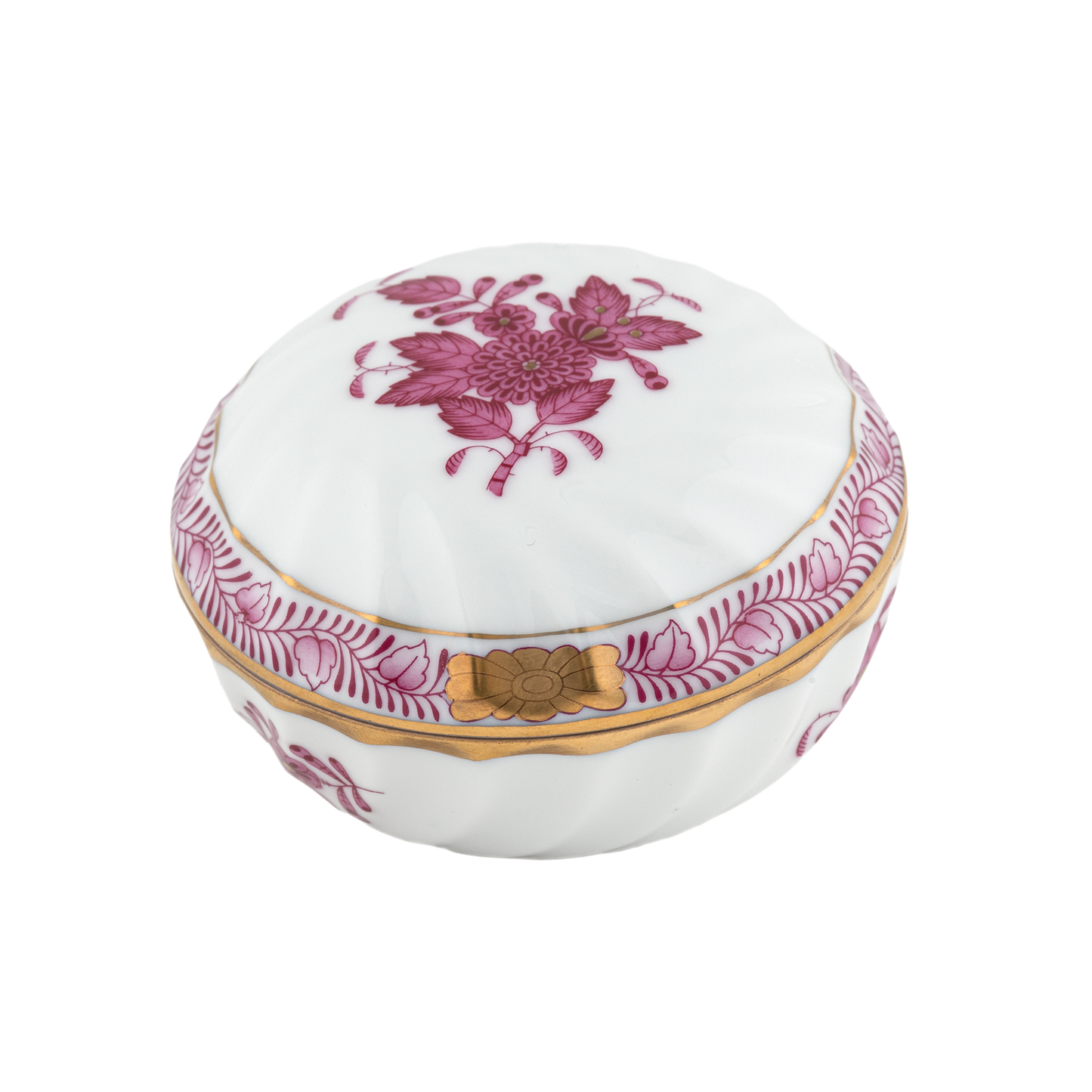 Herend Chinese Bouquet Raspberry Round Ring Box | 2.75in