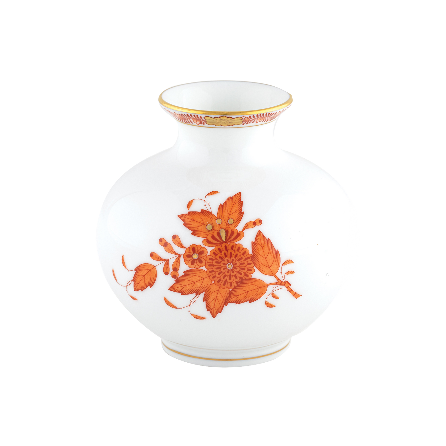 Herend Round Vase | 4.5in Chinese Bouquet Rust