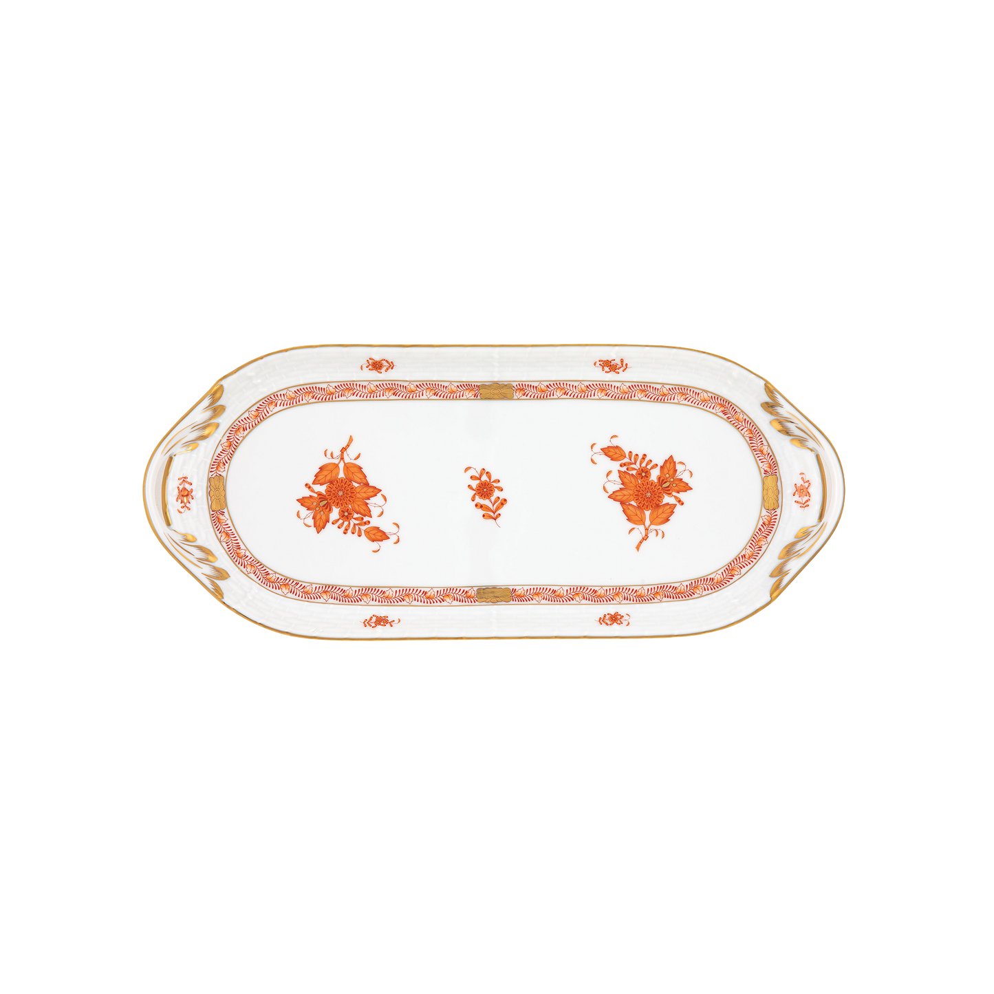 Herend Chinese Bouquet Rust Sandwich Tray | 14.5in