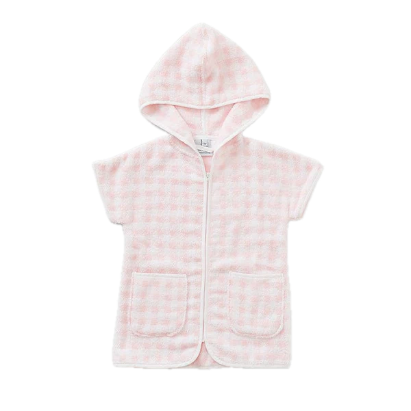 Weezie Towels LuxuryKids' Light Pink Gingham Cover Up | 5-6yr