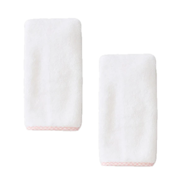 Weezie Towels Luxury Baby Lil Burp Cloth Set of 2 | White + Light Pink Gingham