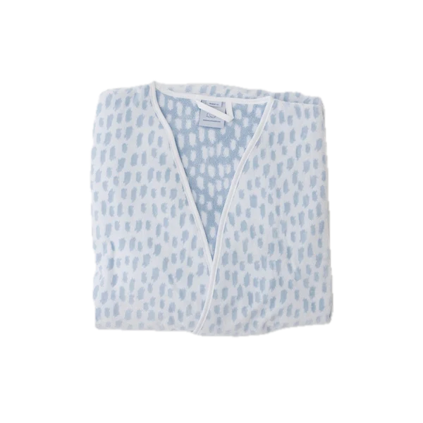 Weezie Towels Luxury Women's Short Bell Sleeve Blue Millie Pattern Robe | Medium