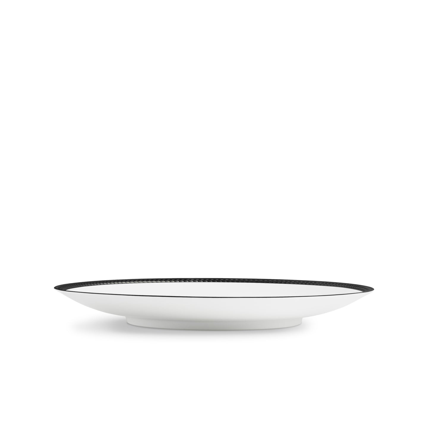 L'Objet Soie Tressee White Black Braid Porcelain Dinner Plate | 8.5in