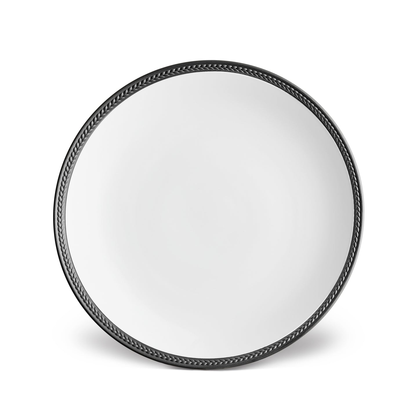 L'Objet Soie Tressee White Black Braid Porcelain Dinner Plate | 8.5in