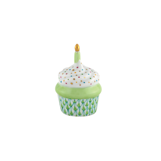 Herend Cupcake with Candle | 2.25in Key Lime