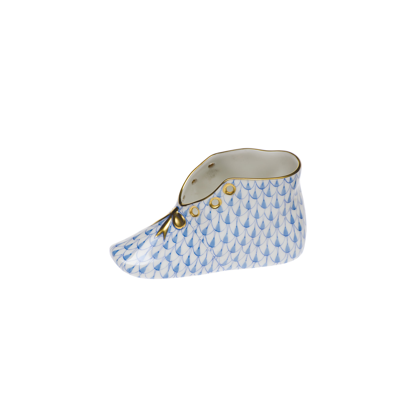Herend Baby Shoe | 4.5in Fishscale Blue