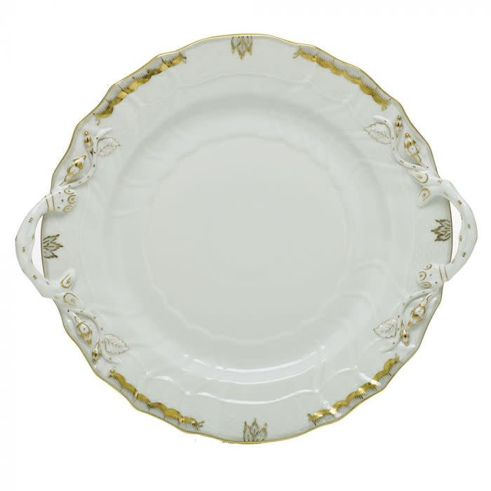 Herend Princess Victoria Gray Chop Plate with Handles | 12in