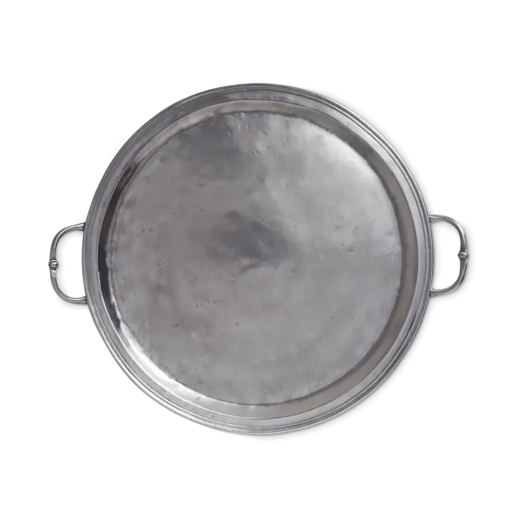 Match Pewter Round Tray with Handles | Small 12.6in