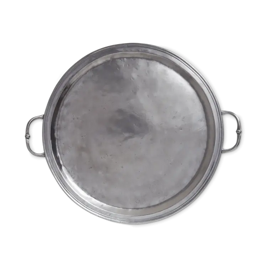 Match Pewter Round Tray with Handles | Small 12.6in