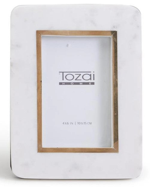 White Marble Gold Rim Frame