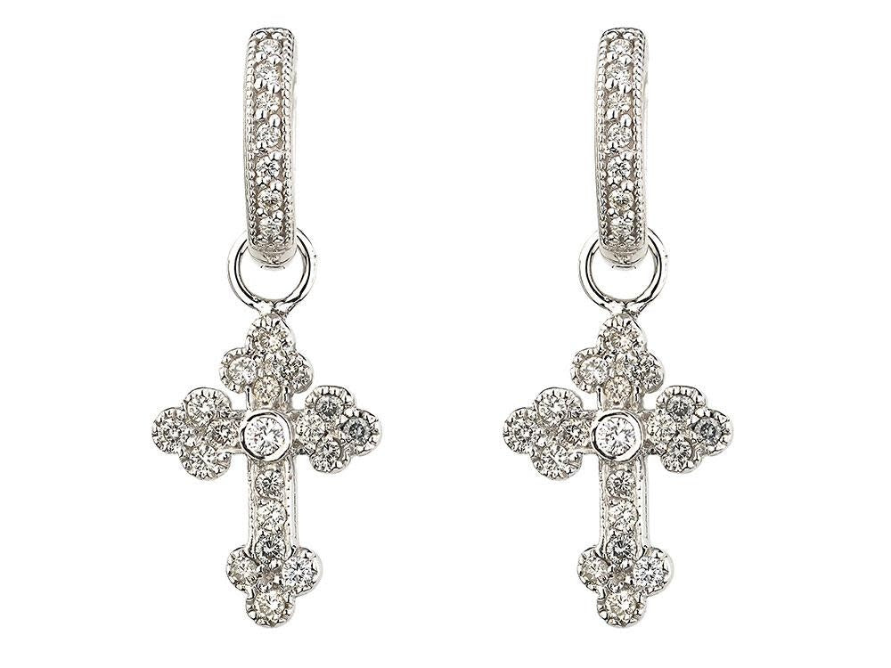Guinevere Diamond Cross Earring Charms | 0.38c 18k White Gold
